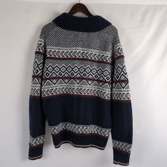 Tommy Hilfiger Men's Sweater Navy/Cream/Red Knit Wool Diamond Pattern, Large - Picture 2 of 8